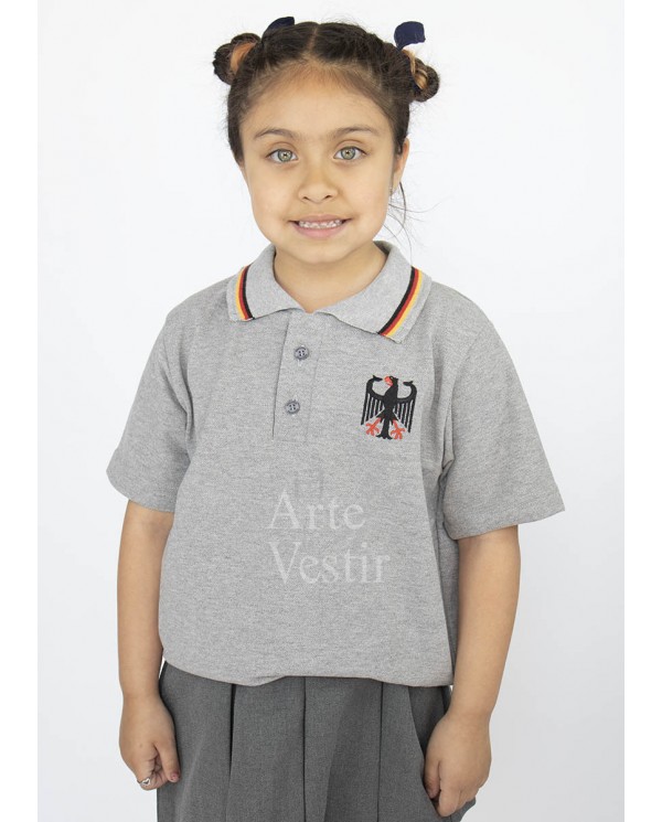 POLERA PIQUE GRIS MC UNISEX COLEGIO ALEMAN