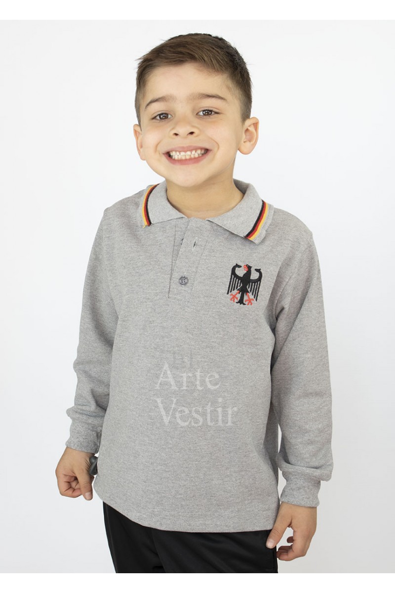 POLERA PIQUE GRIS ML UNISEX COLEGIO ALEMAN