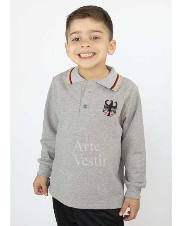 POLERA PIQUE GRIS ML UNISEX COLEGIO ALEMAN