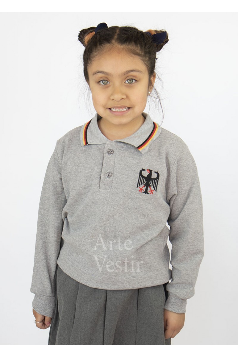 POLERA PIQUE GRIS ML UNISEX COLEGIO ALEMAN