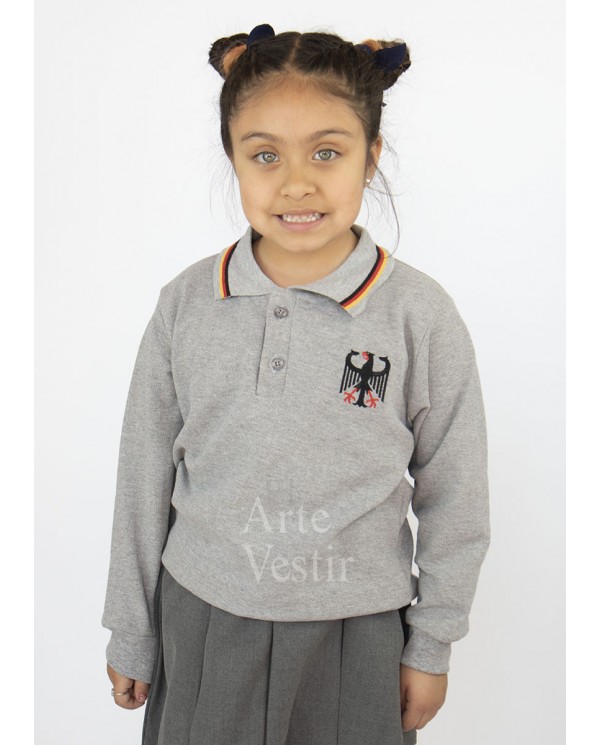 POLERA PIQUE GRIS ML UNISEX COLEGIO ALEMAN