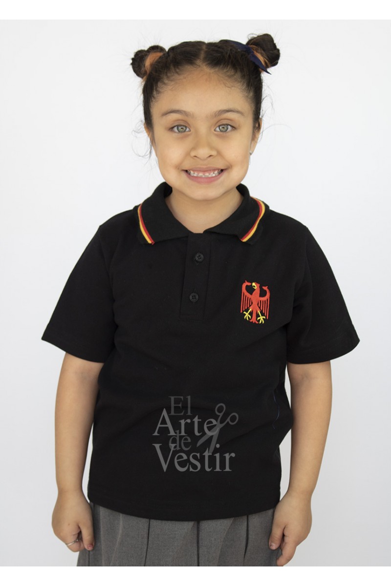 POLERA PIQUE NEGRA MC UNISEX COLEGIO ALEMAN