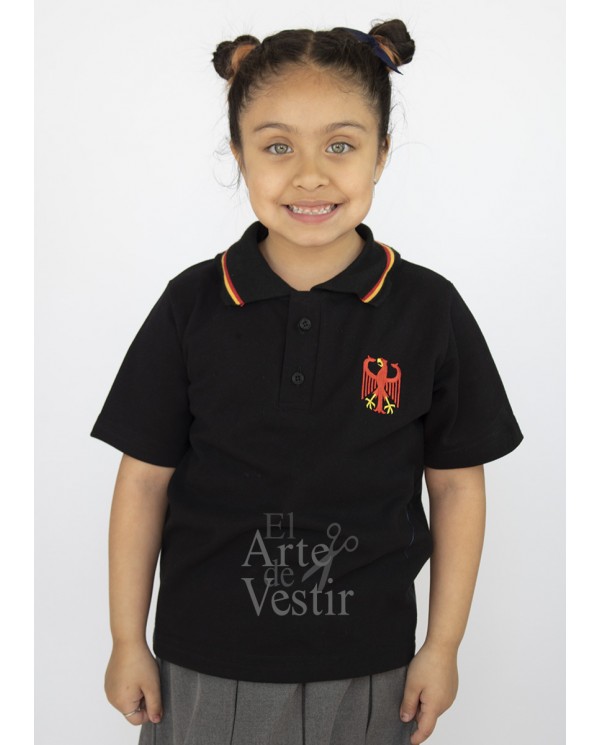 POLERA PIQUE NEGRA MC UNISEX COLEGIO ALEMAN