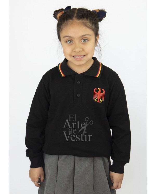 POLERA PIQUE NEGRA ML UNISEX COLEGIO ALEMAN