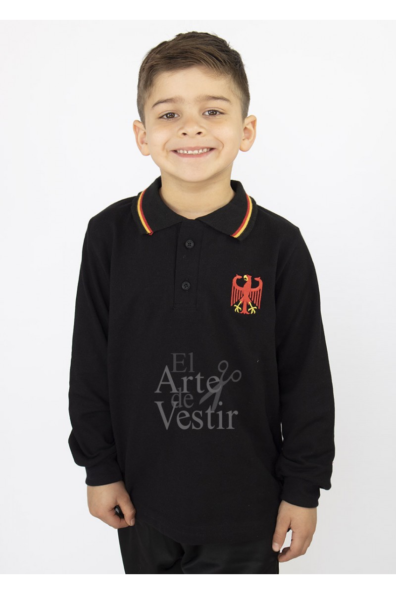POLERA PIQUE NEGRA ML UNISEX COLEGIO ALEMAN