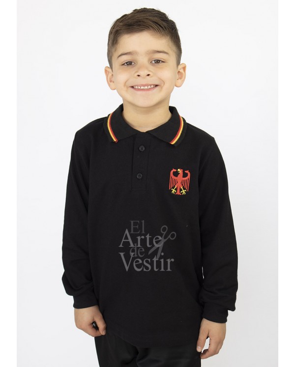 POLERA PIQUE NEGRA ML UNISEX COLEGIO ALEMAN
