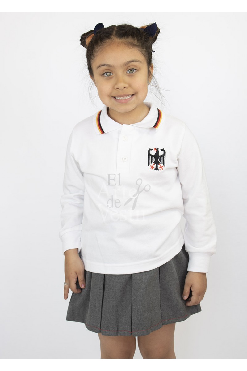 POLERA PIQUE BLANCA MANGA LARGA UNISEX COLEGIO ALEMAN POLERA PIQUE BLANCA MANGA LARGA UNISEX COLEGIO ALEMAN