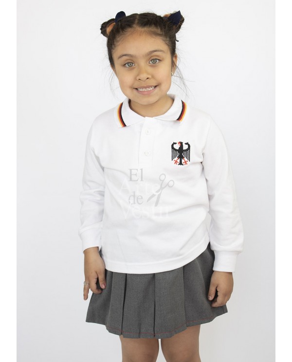 POLERA PIQUE BLANCA ML UNISEX COLEGIO ALEMAN