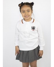 POLERA PIQUE BLANCA MANGA CORTA UNISEX COLEGIO ALEMAN
