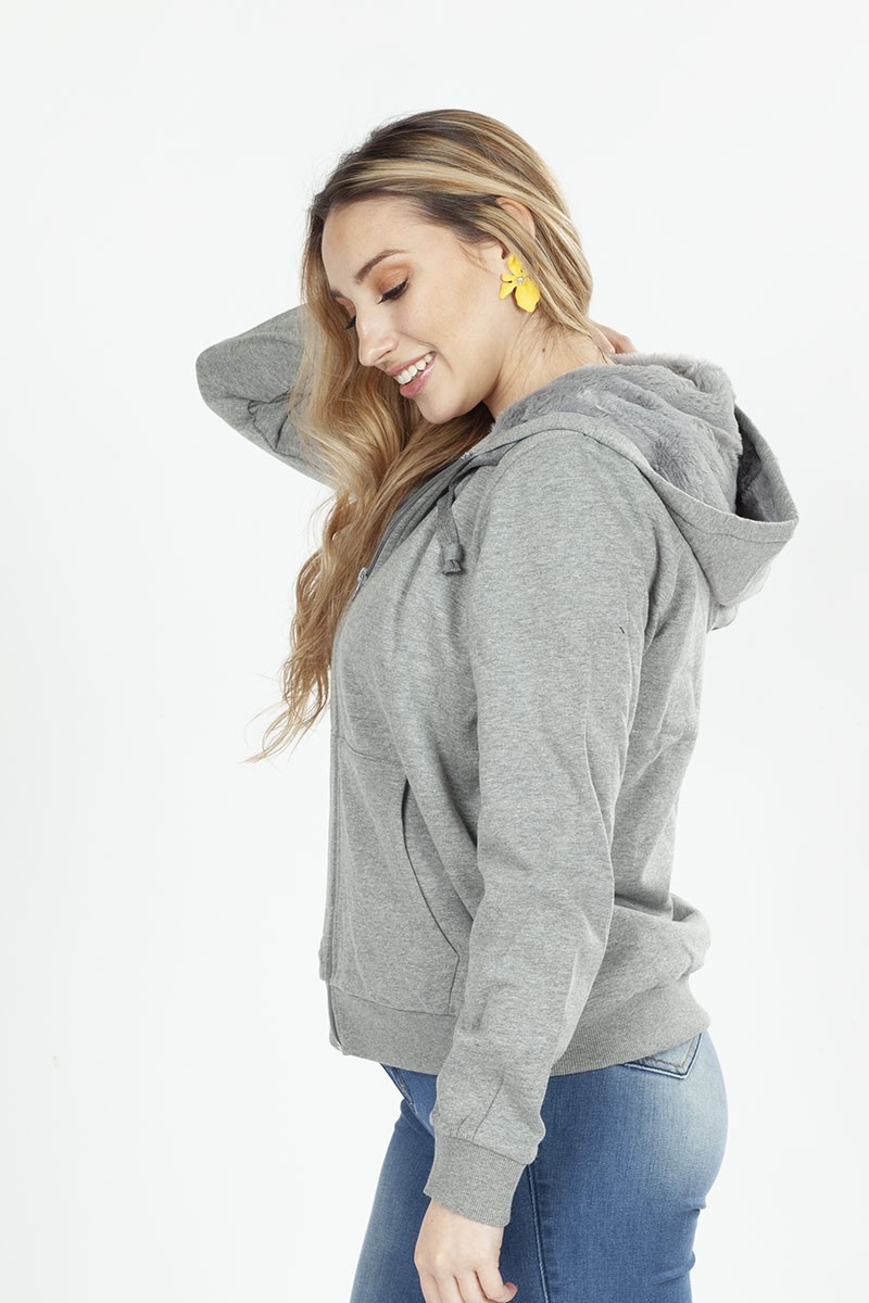 POLERON ARYA MUJER PEACH TEDDY GRIS